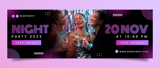 Encabezado de twitter de fiesta nocturna