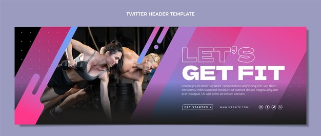 Vector gratuito encabezado de twitter de fitness degradado
