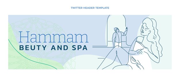 Encabezado de twitter de hammam de contorno dibujado a mano