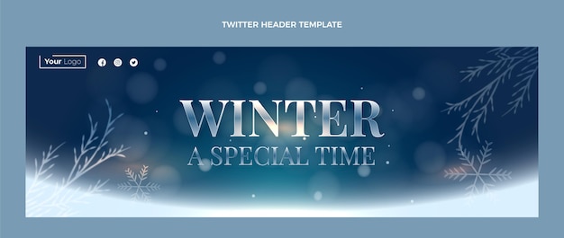 Vector gratuito encabezado de twitter de invierno degradado