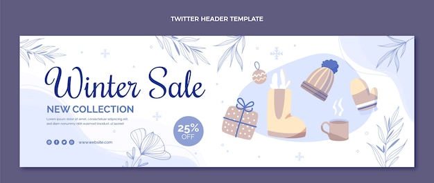 Vector gratuito encabezado de twitter de invierno plano