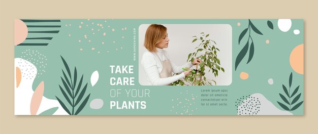 Vector gratuito encabezado de twitter de jardinería plana