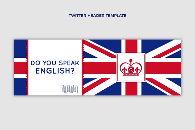 Encabezado de twitter de lecciones de inglés de diseño plano