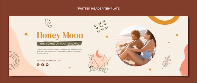 Vector gratuito encabezado de twitter de luna de miel dibujado a mano