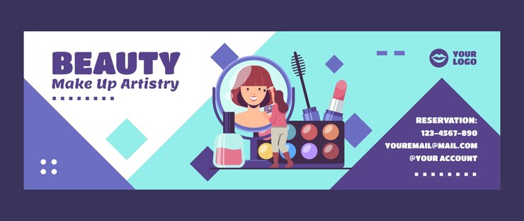 Vector gratuito encabezado de twitter de maquillador minimalista plano