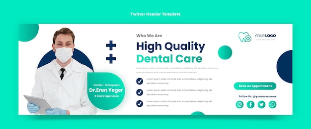 Vector gratuito encabezado de twitter médico degradado