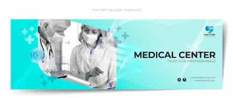 Vector gratuito encabezado de twitter médico degradado