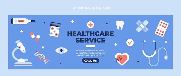 Vector gratuito encabezado de twitter médico de diseño médico plano