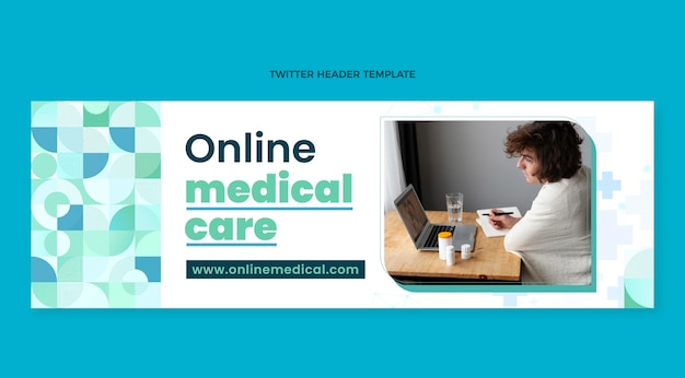 Encabezado de twitter médico de diseño plano