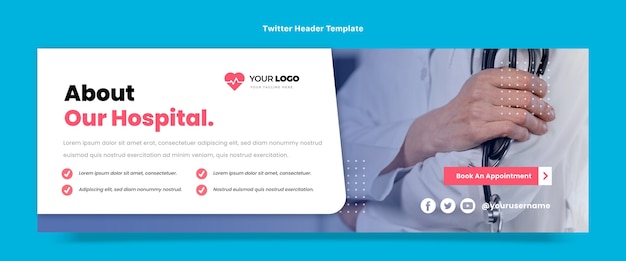 Vector gratuito encabezado de twitter médico de diseño plano