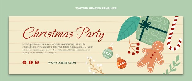 Encabezado de twitter navideño dibujado a mano