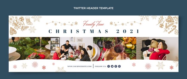 Encabezado de twitter navideño dibujado a mano