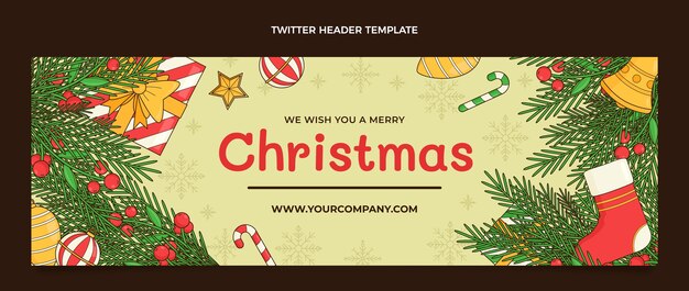 Encabezado de twitter navideño dibujado a mano