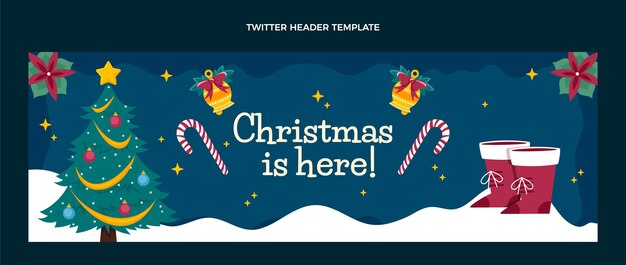 Encabezado de twitter navideño plano