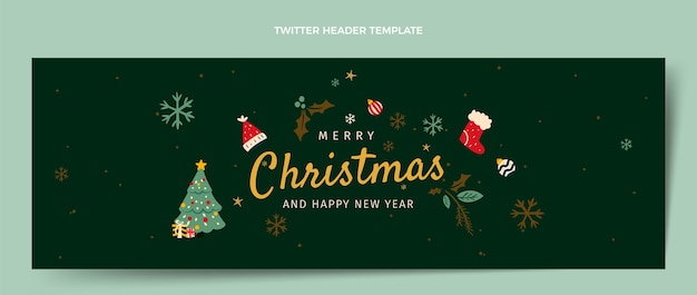 Vector gratuito encabezado de twitter navideño plano