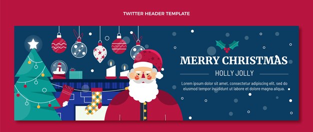 Encabezado de twitter navideño plano