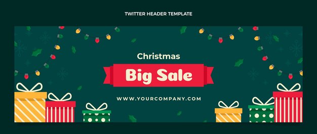 Encabezado de twitter navideño plano