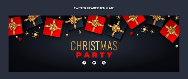 Vector gratuito encabezado de twitter navideño realista