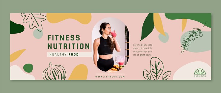 Vector gratuito encabezado de twitter de nutrición fitness dibujado a mano