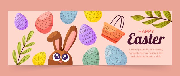 Encabezado de twitter de pascua plano