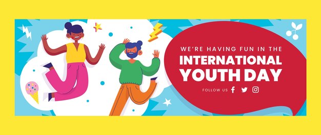Encabezado de twitter plano del día internacional de la juventud