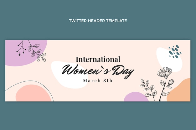 Vector gratuito encabezado de twitter plano del día internacional de la mujer