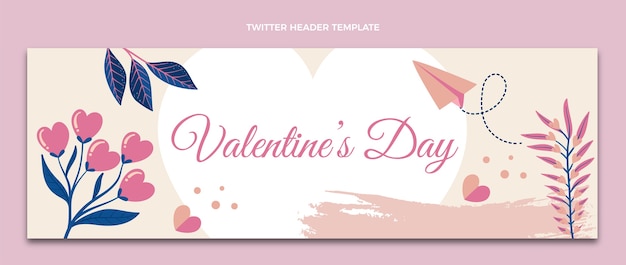 Vector gratuito encabezado de twitter plano del día de san valentín