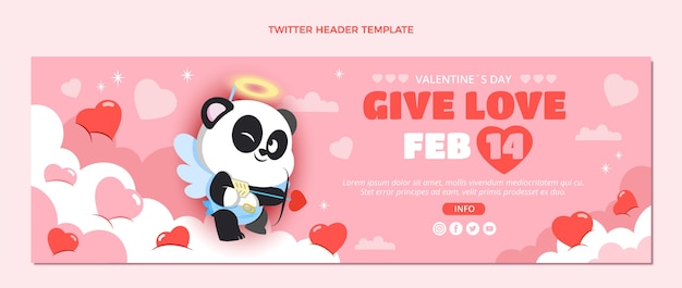 Vector gratuito encabezado de twitter plano del día de san valentín