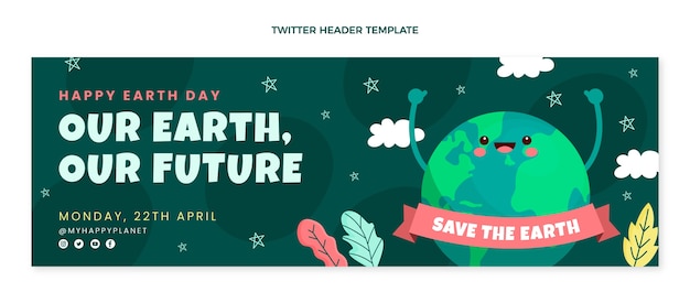 Vector gratuito encabezado de twitter plano del día de la tierra