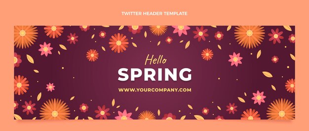 Vector gratuito encabezado de twitter de primavera degradado