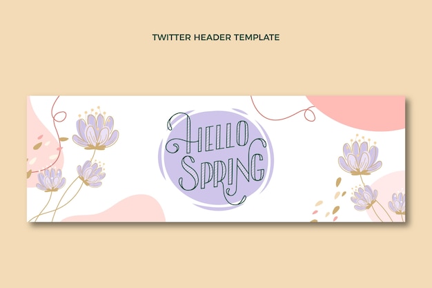 Encabezado de twitter de primavera plana