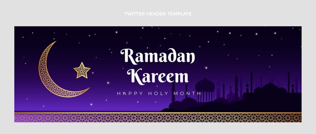 Vector gratuito encabezado de twitter ramadan degradado