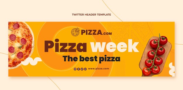Vector gratuito encabezado de twitter de la semana de la pizza de estilo plano