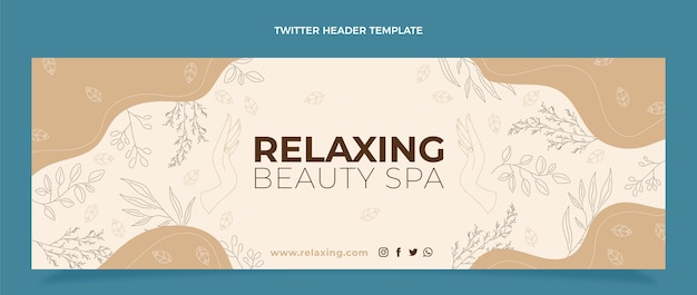 Encabezado de twitter de spa de contorno dibujado a mano
