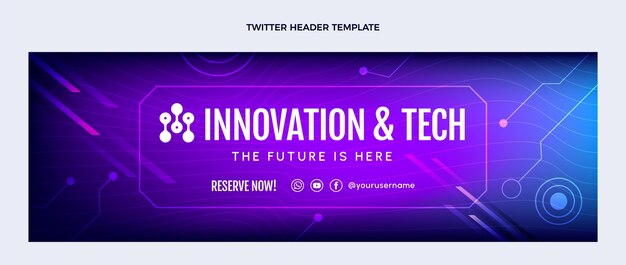 Encabezado de twitter de tecnología abstracta degradado