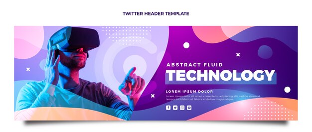 Encabezado de twitter de tecnología fluida abstracta degradado