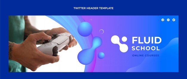 Encabezado de twitter de tecnología fluida abstracta degradado