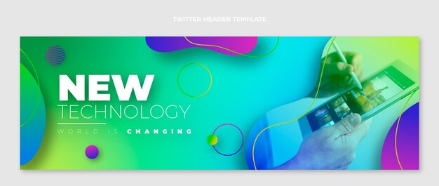 Encabezado de twitter de tecnología fluida abstracta degradado