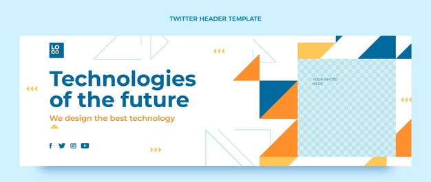 Encabezado de twitter de tecnología mínima de diseño plano