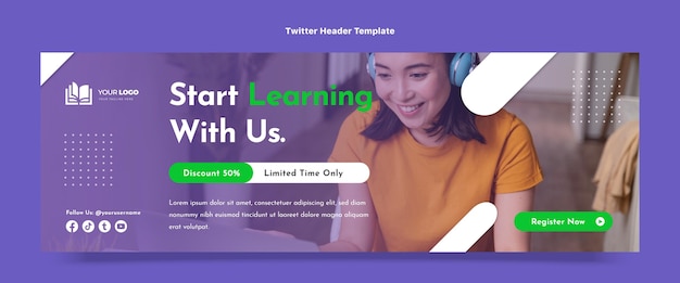 Vector gratuito encabezado de twitter de tecnología mínima de diseño plano