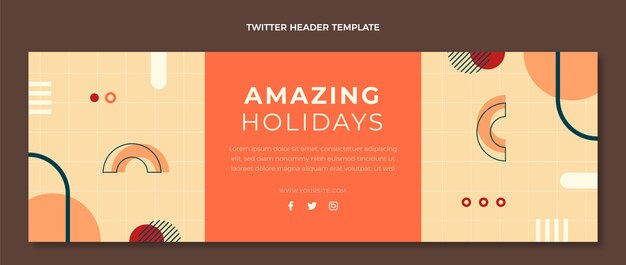 Encabezado de twitter de tecnología mínima de diseño plano