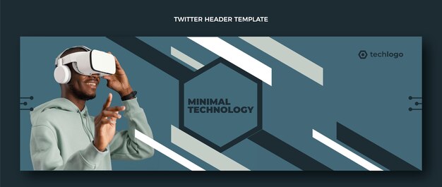 Encabezado de twitter de tecnología minimalista plana