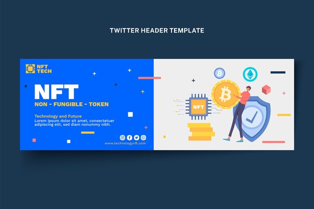 Encabezado de twitter de tecnología minimalista plana