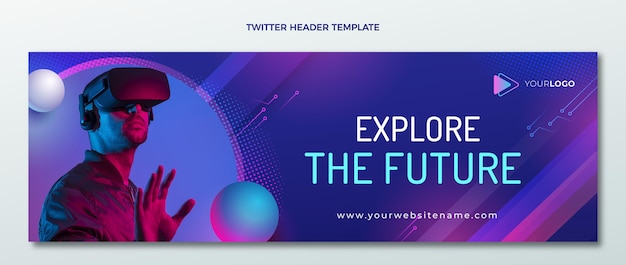 Encabezado de twitter de tecnología de semitono degradado