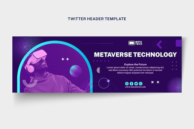 Encabezado de twitter de tecnología de semitono degradado