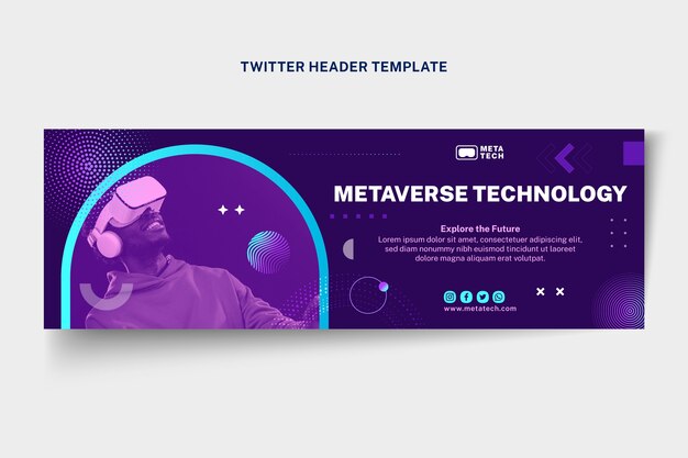 Encabezado de twitter de tecnología de semitono degradado