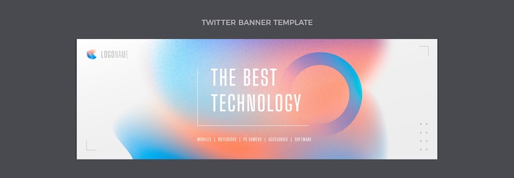 Vector gratuito encabezado de twitter de tecnología de textura degradada