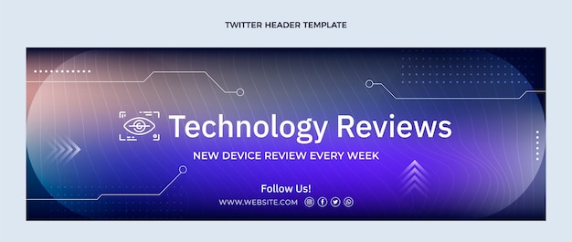 Vector gratuito encabezado de twitter de tecnología de textura degradada