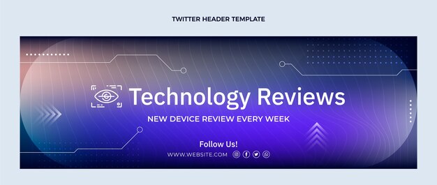 Encabezado de twitter de tecnología de textura degradada