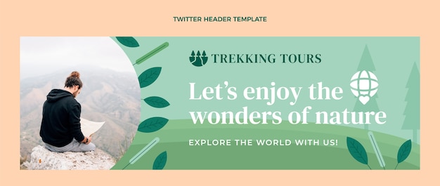 Vector gratuito encabezado de twitter de trekking dibujado a mano